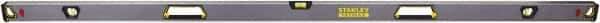 Stanley - 72" Long 3 Vial Box Beam Level - Aluminum, Black/Silver/Yellow, 1 Level & 2 Plumb Vials - Top Tool & Supply