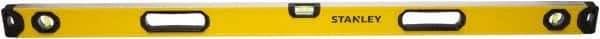 Stanley - 48" Long 3 Vial Box Beam Level - Aluminum, Yellow, 1 Level & 2 Plumb Vials - Top Tool & Supply