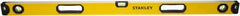 Stanley - 48" Long 3 Vial Box Beam Level - Aluminum, Yellow, 1 Level & 2 Plumb Vials - Top Tool & Supply