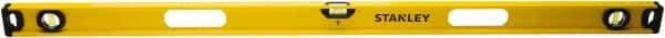 Stanley - Magnetic 48" Long 3 Vial I-Beam Level - Aluminum, Yellow, 1 Level & 2 Plumb Vials - Top Tool & Supply