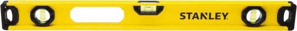 Stanley - 24" Long 3 Vial I-Beam Level - Aluminum, Yellow, 1 Level & 2 Plumb Vials - Top Tool & Supply