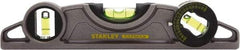 Stanley - Magnetic 9" Long 3 Vial Torpedo Level - ABS Plastic, Silver, 1 45°, 1 Level & 1 Plumb Vials - Top Tool & Supply