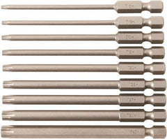 Wiha - 9 Piece, Bit Set - 1/4" Hex Drive, Torx Point - Top Tool & Supply