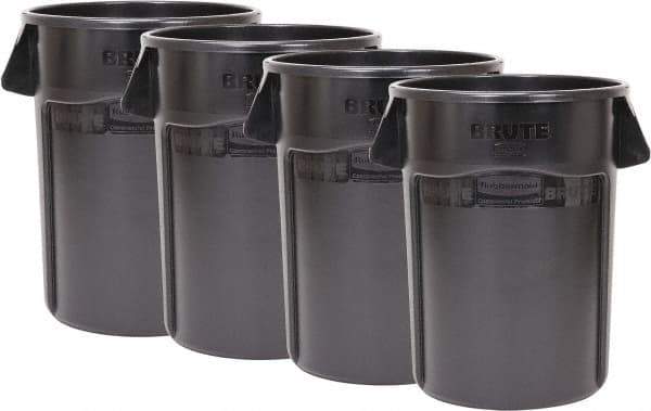 Rubbermaid - 55 Gal Gray Round Trash Can - Polyethylene, None Graphic, 33.2" High, Lid Not Included - Top Tool & Supply