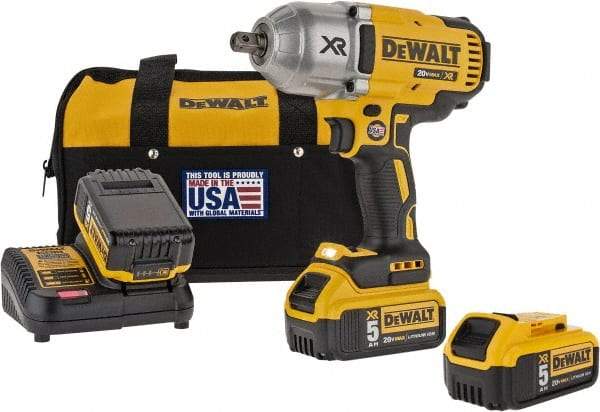 DeWALT - 1/2" Drive 20 Volt Mid-Handle Cordless Impact Wrench & Ratchet - 1,900 RPM, 0 to 2,400 BPM, 700 Ft/Lb Torque, 3 Lithium-Ion Batteries Included - Top Tool & Supply