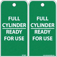 NMC - 6" High x 3" Long, FULL CYLINDER-READY FOR USE, English Safety & Facility Accident Prevention Tag - 2 Sides, White Poly - Top Tool & Supply