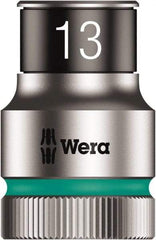 Wera - 10 Piece 1/2" Drive Thin Wall Standard Socket Set - 6 Points, 10 to 19mm, Metric Measurement Standard - Top Tool & Supply