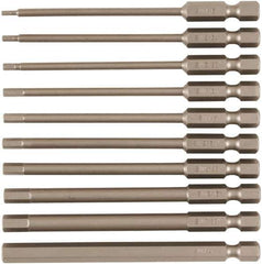 Wiha - 10 Piece, Tamperproof Hex Bit Set - 5/64 to 1/4" Hex, 1/4" Drive, Hex Security Point - Top Tool & Supply