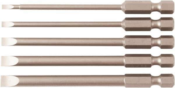 Wiha - 5 Piece, Bit Set - 1/4" Drive, Slotted Point - Top Tool & Supply