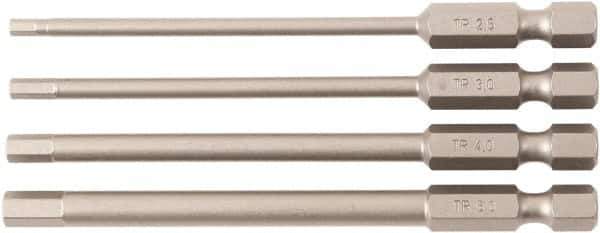 Wiha - 4 Piece, Bit Set - 1/4" Drive, Hex Point - Top Tool & Supply