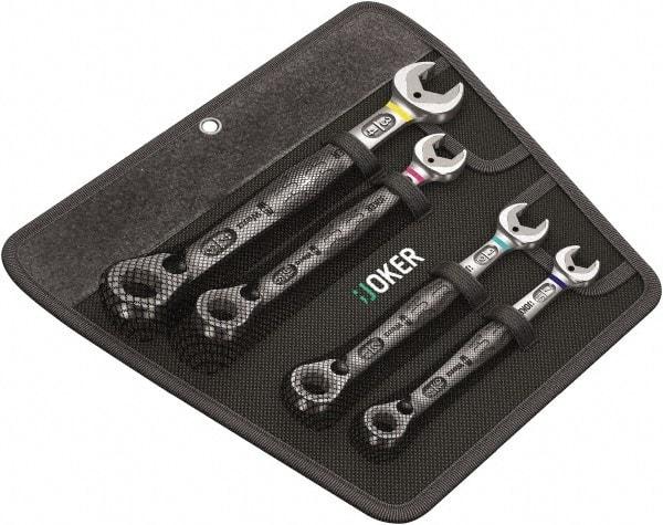 Wera - 4 Piece, 7/16" to 3/4", Combination Wrench Set - Inch Measurement Standard, Chrome Vanadium Finish, Comes in Nylon Pouch - Top Tool & Supply