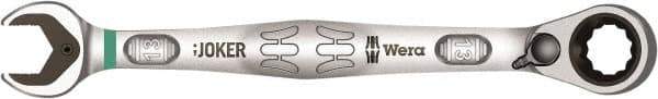 Wera - 15mm 12 Point Combination Wrench - 15° Offset Angle, 8" OAL, Chrome Molybdenum Steel, Chrome Finish - Top Tool & Supply