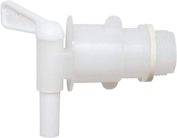 Detco - 3/4" NPT Plastic Rigid Drum Faucet - No Arrester, Manual Closing, 3" Long Extension - Top Tool & Supply