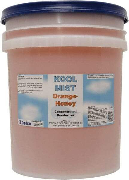 Detco - 5 Gal Pail Deodorizer - Liquid, Orange-Honey Scent, Concentrated, Environmentally Safe - Top Tool & Supply