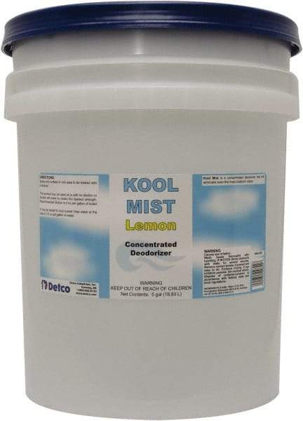 Detco - 5 Gal Pail Deodorizer - Liquid, Lemon Scent, Concentrated, Environmentally Safe - Top Tool & Supply