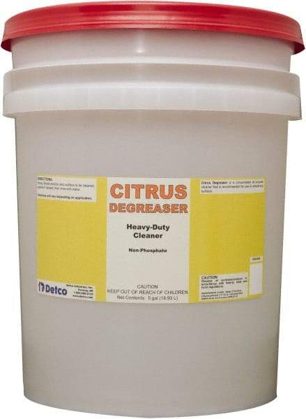 Detco - 5 Gal Bucket Cleaner/Degreaser - Liquid, Butyl-Based, Citrus - Top Tool & Supply