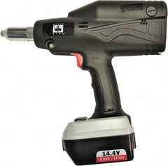 RivetKing - All up to 3/16" Closed End Rivet Capacity , 2,900 Lb Pull Force Cordless Electric Riveter - 5/8" Stroke Length, 14.4 Volt, Mandrel Collection, (1) RK401CR-57 Battery Included - Top Tool & Supply