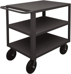 Durham - 5,000 Lb Capacity, 24" Wide x 36" Long x 40-1/4" High Heavy Duty Service Cart - 3 Shelf, Steel, 2 Rigid/2 Swivel Casters - Top Tool & Supply