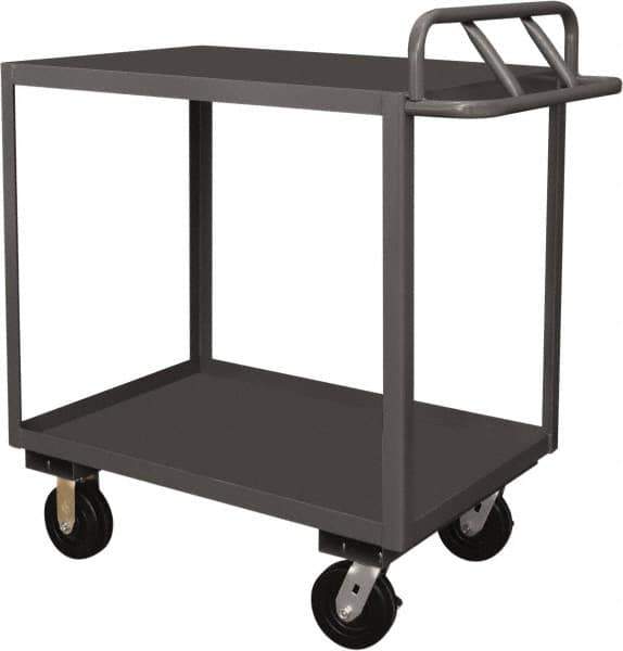 Durham - 3,600 Lb Capacity, 18" Wide x 30" Long x 39" High Service Cart - 2 Shelf, Steel, 2 Rigid/2 Swivel Casters - Top Tool & Supply