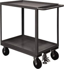 Durham - 2,400 Lb Capacity, 30" Wide x 60" Long x 37-5/8" High Service Cart - 2 Shelf, Steel, 2 Rigid/2 Swivel Casters - Top Tool & Supply