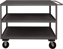 Durham - 3,000 Lb Capacity, 30" Wide x 48" Long x 37-5/8" High Service Cart - 3 Shelf, Steel, 2 Rigid/2 Swivel Casters - Top Tool & Supply