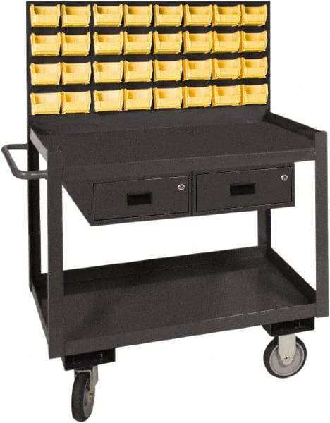 Durham - 1,200 Lb Capacity, 24" Wide x 36" Long x 64-1/8" High Service Cart - 2 Drawer, 2 Shelf, Steel, 2 Rigid/2 Swivel Casters - Top Tool & Supply