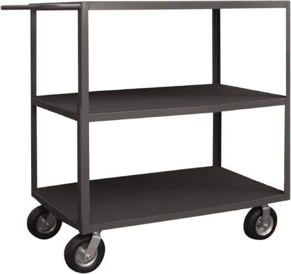 Durham - 1,200 Lb Capacity, 30" Wide x 60" Long x 55-3/8" High Instrument Cart - 3 Shelf, Steel, 2 Rigid/2 Swivel Casters - Top Tool & Supply