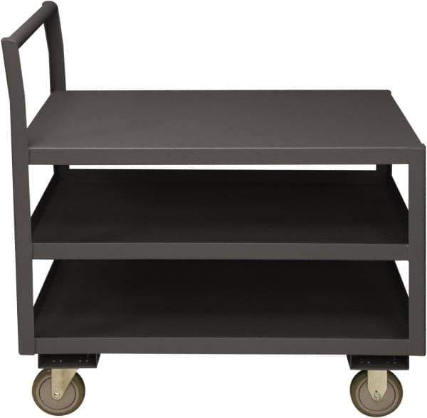 Durham - 1,200 Lb Capacity, 30-1/4" Wide x 51" Long x 37-1/2" High Service Cart - 3 Shelf, Steel, 2 Rigid/2 Swivel Casters - Top Tool & Supply