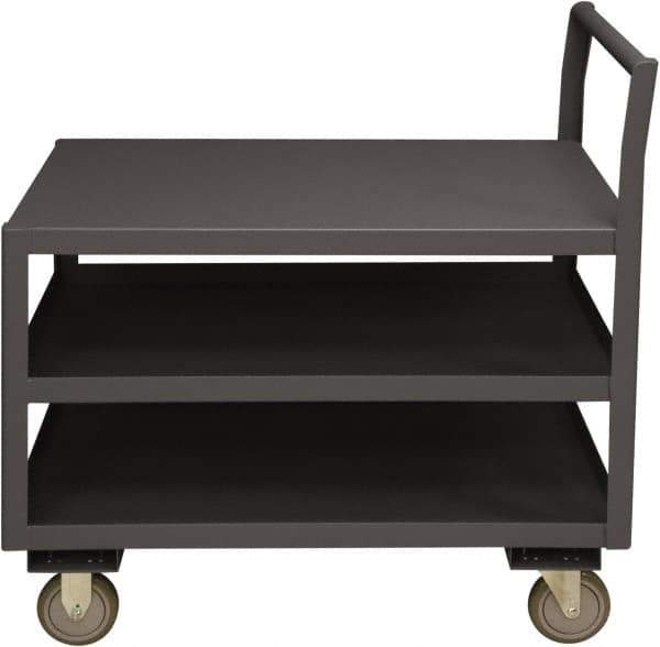 Durham - 1,200 Lb Capacity, 24-1/4" Wide x 51" Long x 37-1/2" High Service Cart - 3 Shelf, Steel, 2 Rigid/2 Swivel Casters - Top Tool & Supply