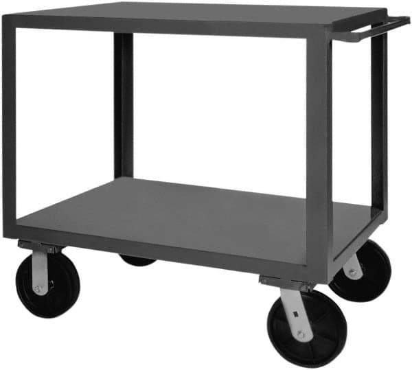 Durham - 5,000 Lb Capacity, 36" Wide x 72" Long x 40-1/4" High Heavy Duty Service Cart - 2 Shelf, Steel, 2 Rigid/2 Swivel Casters - Top Tool & Supply