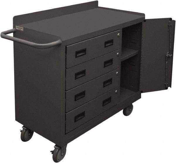 Durham - 1,200 Lb Capacity, 18" Wide x 36" Long x 39-3/4" High Mobile Cart - 1 Door, 4 Drawer, 1 Shelf, Steel, 2 Rigid/2 Swivel Casters - Top Tool & Supply