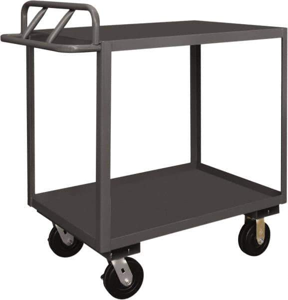 Durham - 3,600 Lb Capacity, 18" Wide x 36" Long x 37-5/8" High Service Cart - 2 Shelf, Steel, 2 Rigid/2 Swivel Casters - Top Tool & Supply