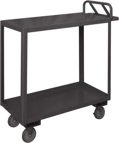 Durham - 1,200 Lb Capacity, 24" Wide x 48" Long x 37-5/8" High Service Cart - 2 Shelf, Steel, 2 Rigid/2 Swivel Casters - Top Tool & Supply