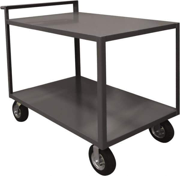 Durham - 1,500 Lb Capacity, 30" Wide x 60" Long x 39-1/2" High Service Cart - 2 Shelf, Steel, 2 Rigid/2 Swivel Casters - Top Tool & Supply