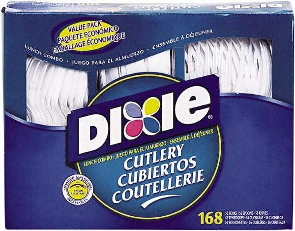 Dixie - Combo Pack, Tray with Plastic Utensils, 56 Forks, 56 Knives, 56 Spoons - White - Top Tool & Supply