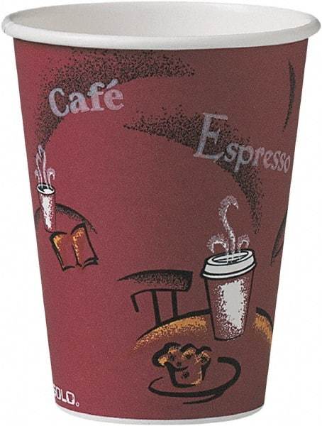 Solo - Bistro Design Hot Drink Cups, Paper, 12 oz, 300/Carton - Maroon - Top Tool & Supply