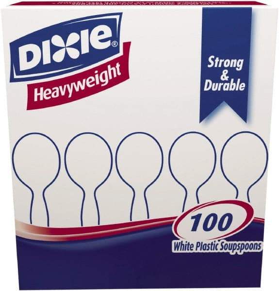 Dixie - Plastic Cutlery, Heavyweight Soup Spoons, 100/B oz - White - Top Tool & Supply