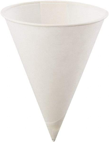 Konie - Poly-Bag Rolled-Rim Paper Cone Cups, 4 oz, 5000/Carton - White - Top Tool & Supply