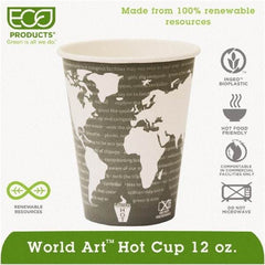 ECO PRODUCTS - World Art Renewable Compostable Hot Cups, 12 oz, 50/PK, 20 PK/CT - World Art Design - Top Tool & Supply