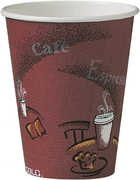 Solo - Bistro Design Hot Drink Cups, Paper, 8 oz, 500/Carton - Maroon - Top Tool & Supply