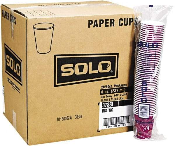 Solo - Bistro Design Hot Drink Cups, Paper, 10 oz, 1000/Carton - Maroon - Top Tool & Supply