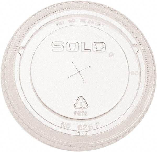 Solo - PETE Flat Straw-Slot Cold Cup Lids, Fits 16-24 oz, 100/Pack, 10 Packs/Carton - Clear - Top Tool & Supply