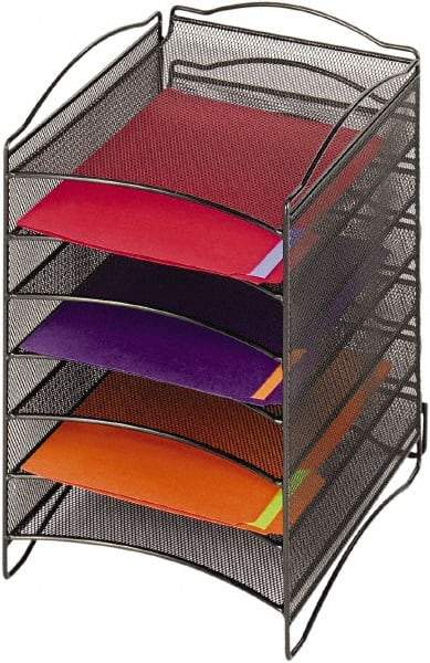 Safco - 10-1/4" Wide x 12-3/4" Deep x 15-1/4" High, 6 Compartments, Steel Desk Top Organizer - Black, 9-1/2" Compartment Width x 1" Compartment Depth x 12" Compartment Height - Top Tool & Supply