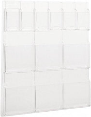 Safco - 30" Wide x 2" Deep x 34-3/4" High, 12 Compartments, Plastic Literature Display Board - Clear, 9-1/2" Compartment Width x 2" Compartment Depth x 9" Compartment Height - Top Tool & Supply