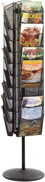 Safco - 15" Wide x 16-1/2" Deep x 66" High, 30 Compartments, Steel Rotary Literature Rack - Black, 9-1/2" Compartment Width x 5" Compartment Depth x 10" Compartment Height - Top Tool & Supply