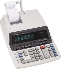 Sharp - Fluorescent Printing Calculator - 17mm Display Size, Light Gray, AC Powered, 12-1/2" Long x 8-3/4" Wide - Top Tool & Supply