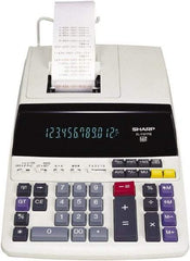 Sharp - Fluorescent Printing Calculator - 8-5/8 x 12-7/8 Display Size, White, AC Powered, 3.9" Long x 9.7" Wide - Top Tool & Supply