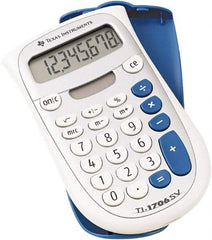 Texas Instruments - LCD Handheld Calculator - 3 x 5 Display Size, White & Blue, Battery & Solar Powered, 1" Long x 4.6" Wide - Top Tool & Supply