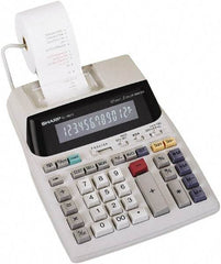 Sharp - Fluorescent Printing Calculator - 7-5/8 x 10-1/8 Display Size, Light Gray, AC Powered, 3-7/16" Long x 8-3/8" Wide - Top Tool & Supply