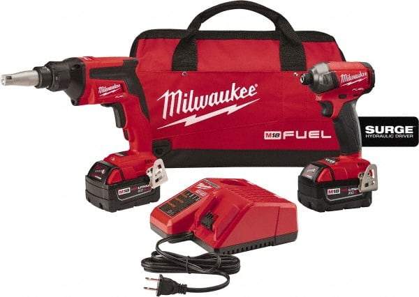 Milwaukee Tool - 18 Volt Cordless Tool Combination Kit - Includes Screwgun & Impact Driver, Lithium-Ion Battery Included - Top Tool & Supply